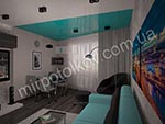 зонирование комнаты двухцветным потолком