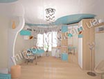необычные формы двух цветов на потолке