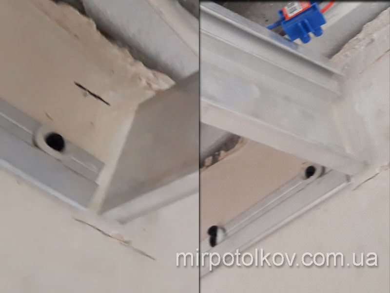 стык бесщелевого профиля и двухуровневого Fixo
