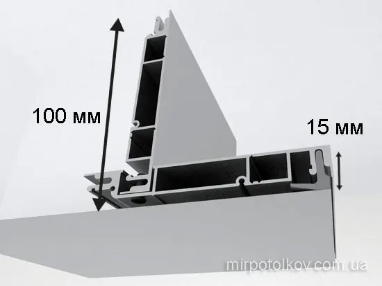 двухуровневый профиль с полочкой для натяжного потолка