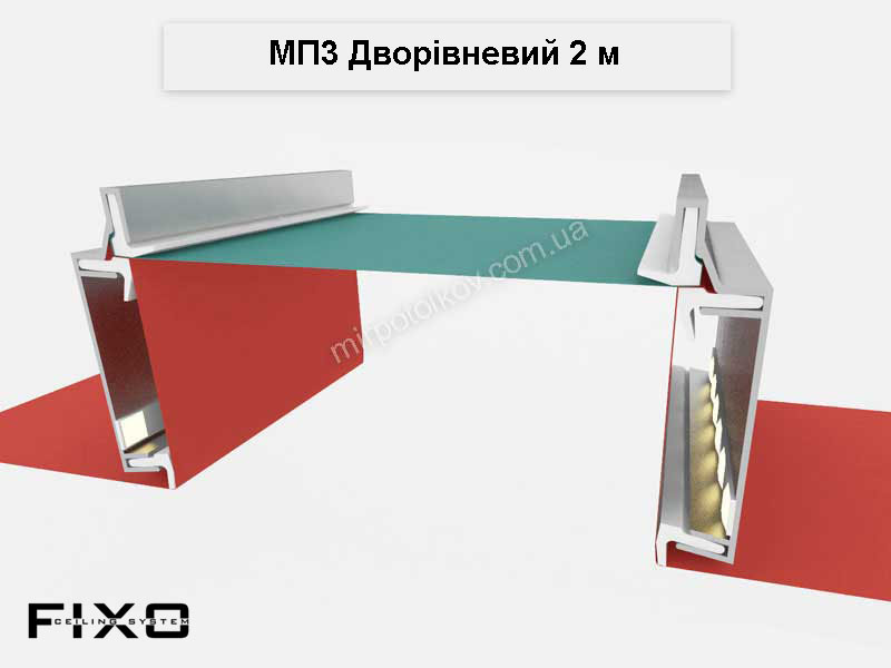 схема встановлення дворівневого безщілинного профілю з підсвіткою МП3 Fixo