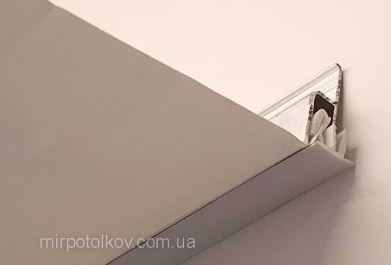 натяжной потолок с заглушкой - вид в разрезе
