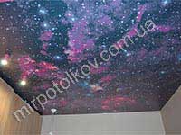 надруковані зірки на стелі в зоні спальні 