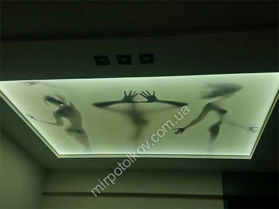 подсветка фотопечати на натяжном потолке
