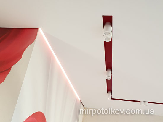 фотообои и натяжной потолок с подсветкой
