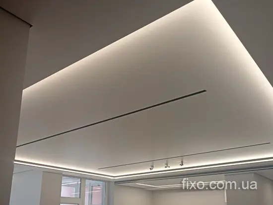 двухуровневый подвесной светящийся потолок
